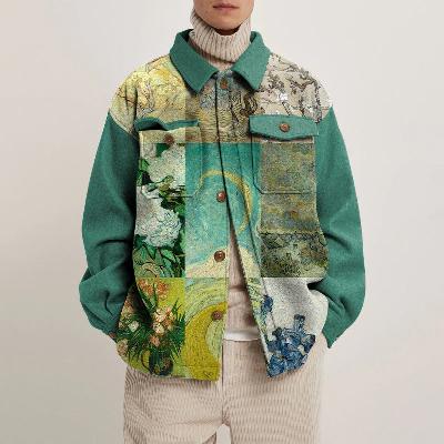 Unisex Landscape Oil Painting Print Shirt Jacket