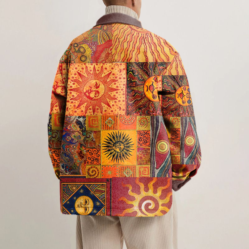 Unisex Sun God Print Shirt Jacket