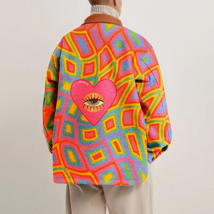 Geometric Rainbow Eyes Print Shirt Thin Jacket