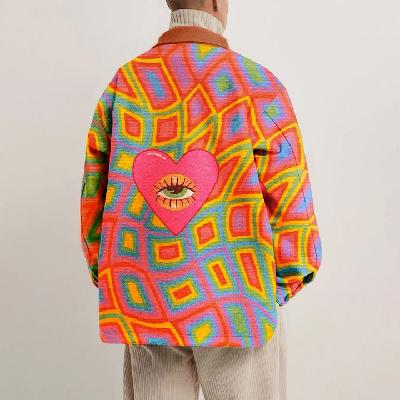 Geometric Rainbow Eyes Print Shirt Thin Jacket