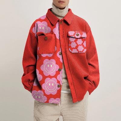 Unisex Floral Print Shirt Jacket