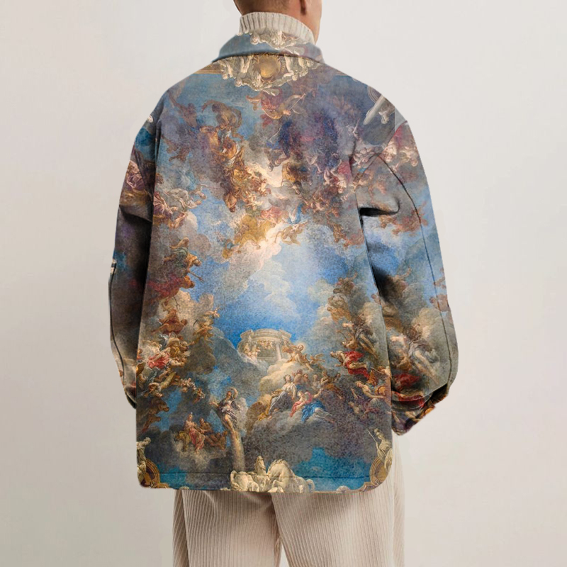 Unisex Vintage Mural Print Shirt Jacket