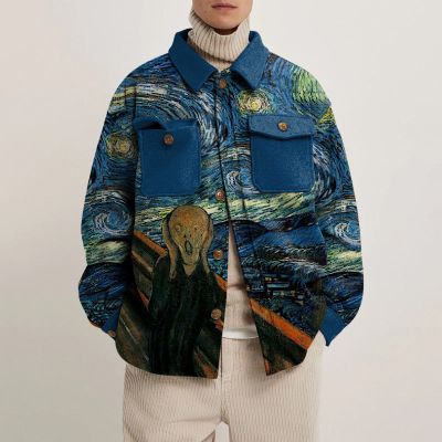 Screaming In The Starry Sky Lapel Button Jacket
