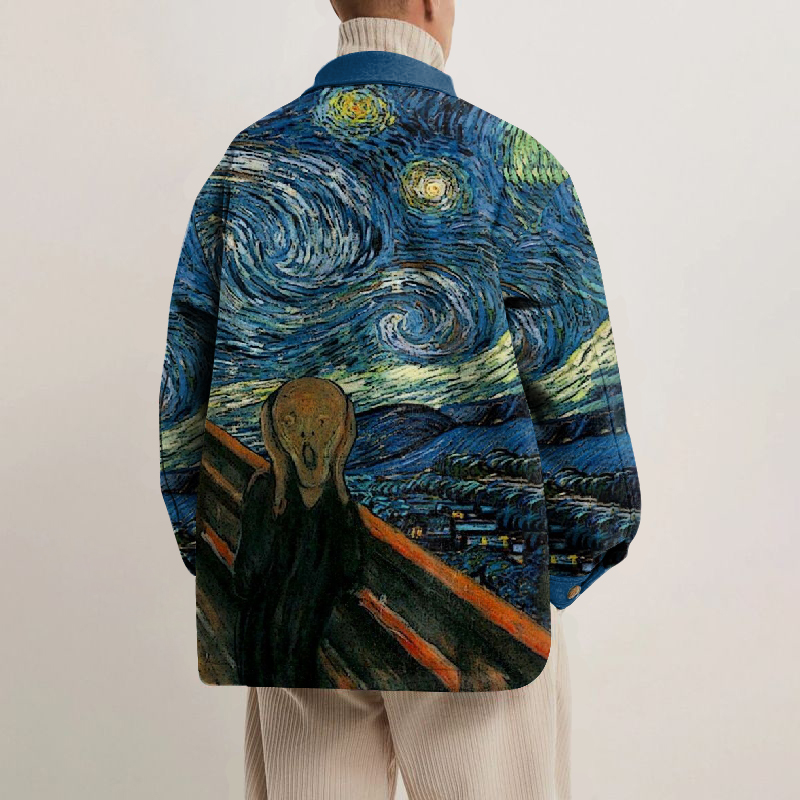 Screaming In The Starry Sky Lapel Button Jacket