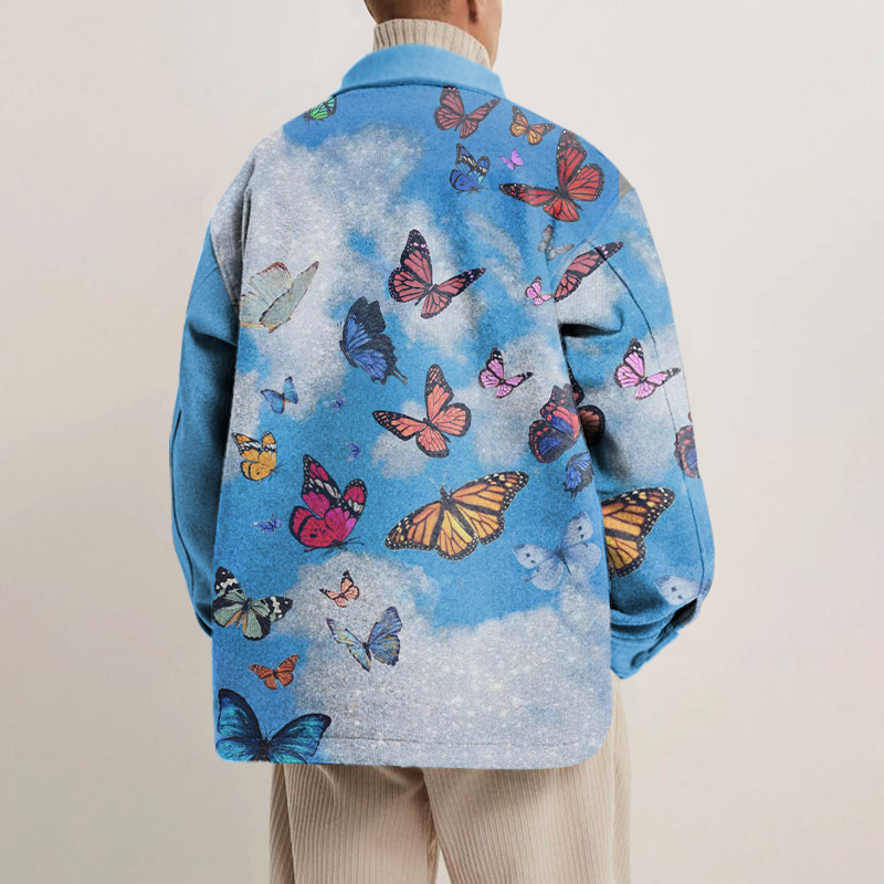 Street Butterfly Print Shirt Jacket