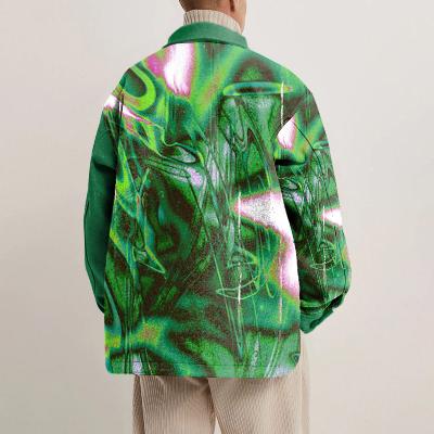 Abstract Line Print Shirt Jacket