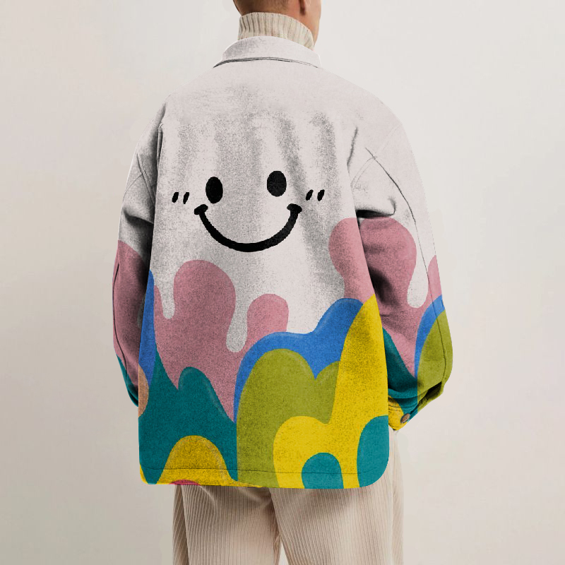 Smiley Lapel Button Jacket