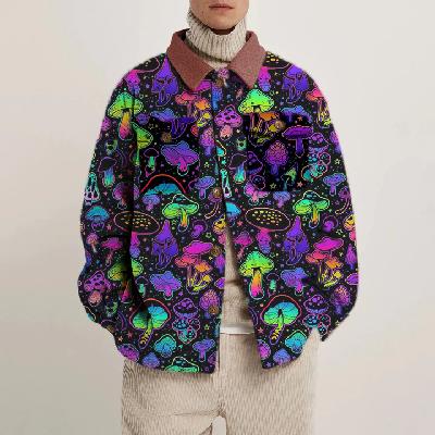 Colorful Mushroom Print Shirt Light Jacket