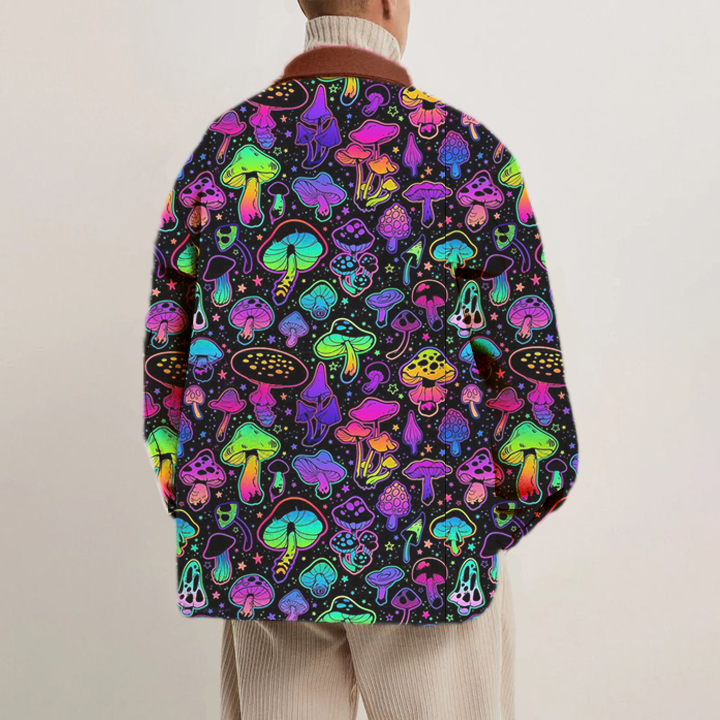 Colorful Mushroom Print Shirt Light Jacket