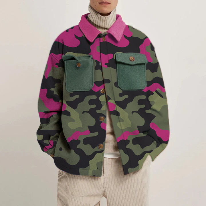 Color Block Camouflage Print Shirt Thin Jacket