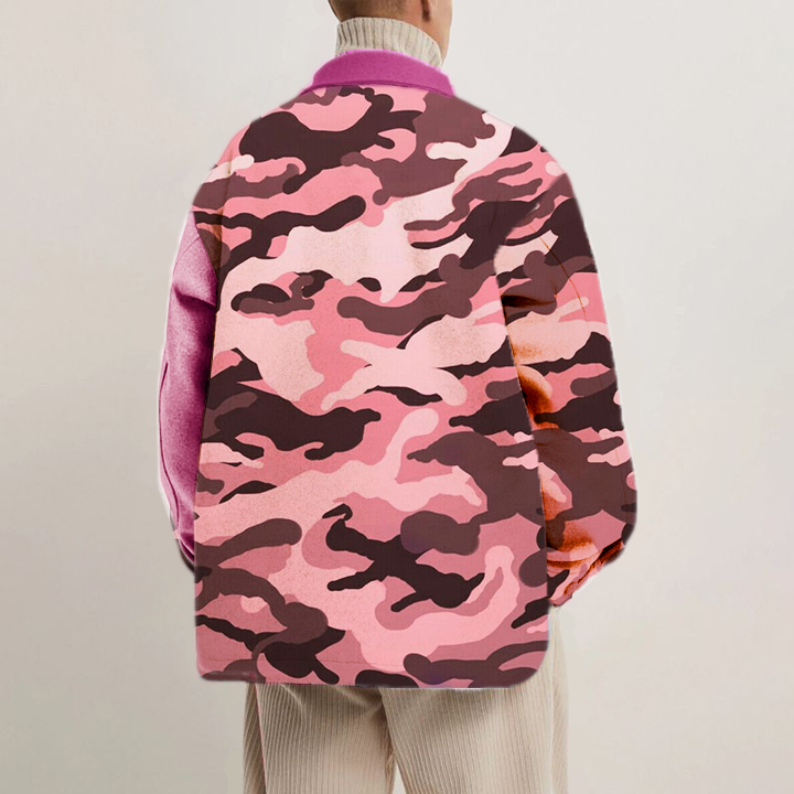 Pink Camouflage Printed Shirt Thin Jacket