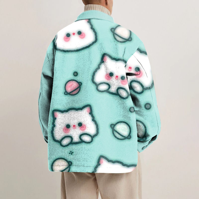 Unisex Kitten Print Shirt Jacket