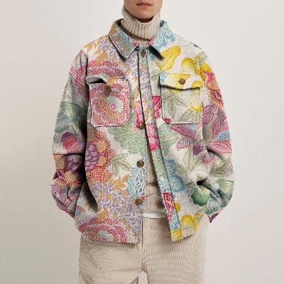 Fashion Unisex Floral Print Shirt Jacket