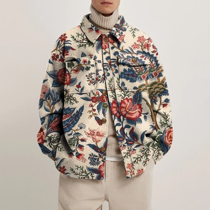 Fashion Unisex Floral Print Shirt Jacket