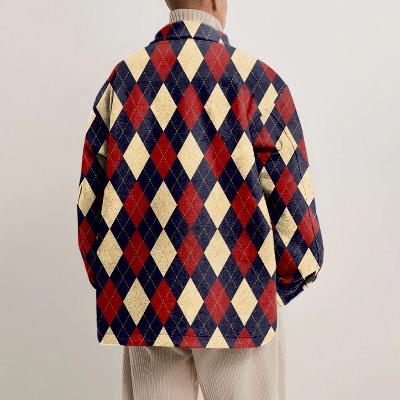 Unisex Christmas Plaid Print Shirt Jacket