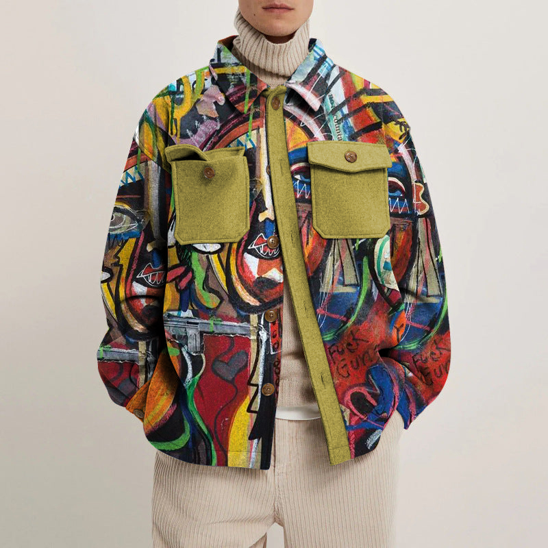 Unisex Abstract Face Shirt Jacket