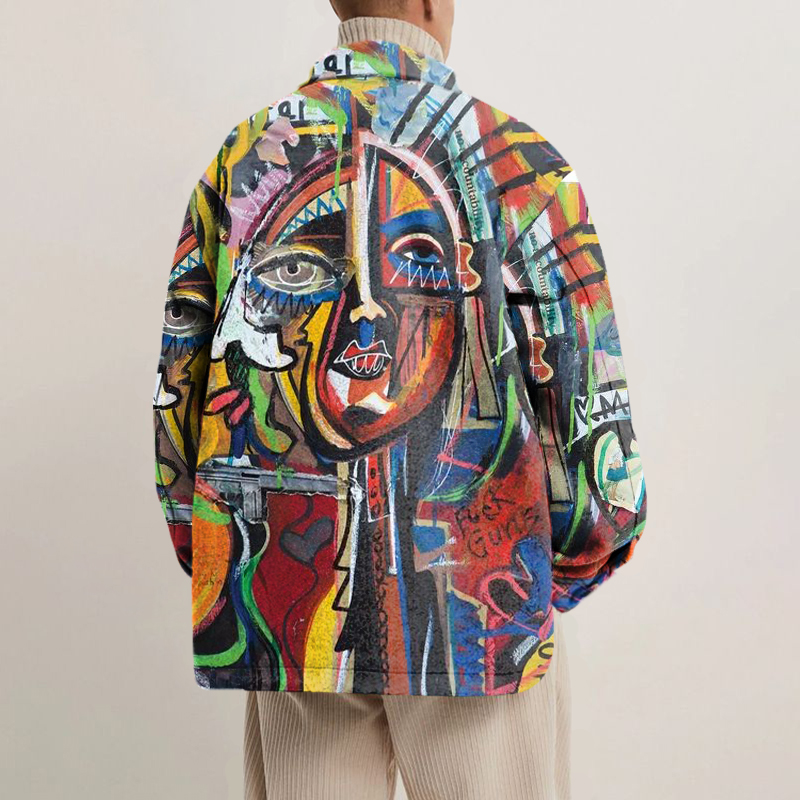 Unisex Abstract Face Shirt Jacket