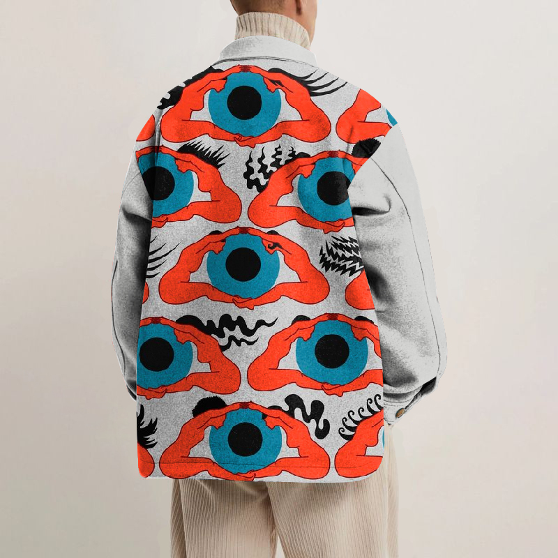 Art Print Lapel Button Jacket