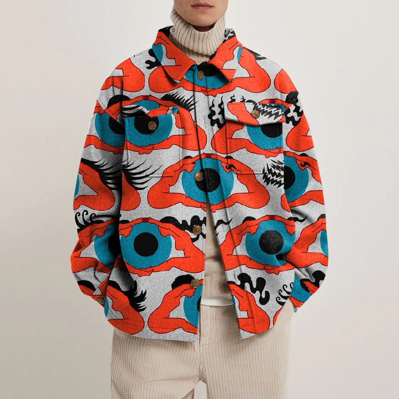 Art Print Lapel Button Jacket