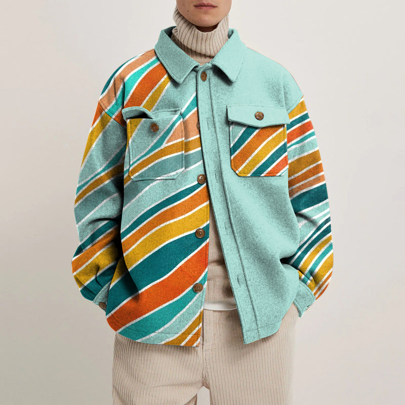 Colorful Art Lapel Button Jacket