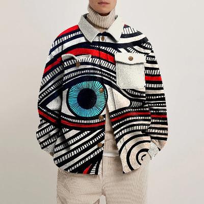 Unisex Line Eye Print Shirt Jacket