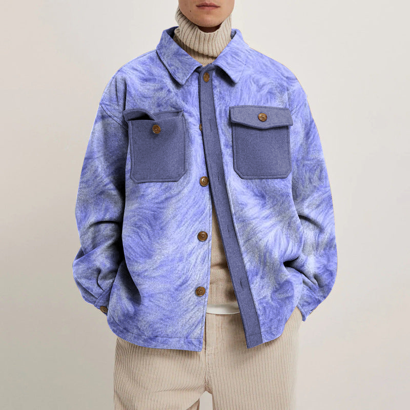 Unisex Casual Printed Shirt Jacket