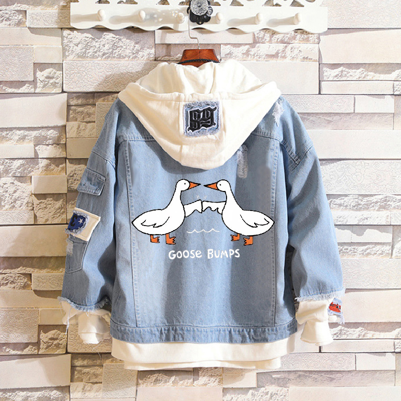 Goose Bumps Letter Print Two-Piece Denim Jacket