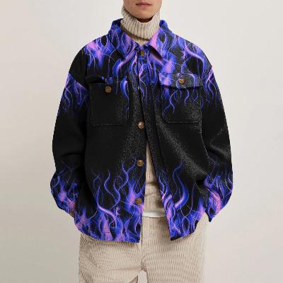 Unisex Irregular Flame Shirt Jacket