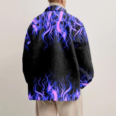 Unisex Irregular Flame Shirt Jacket