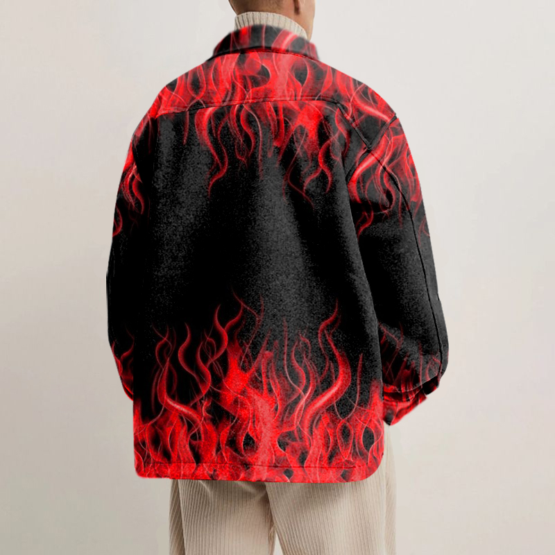 Unisex Irregular Flame Shirt Jacket