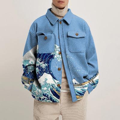 Ukiyoe Print Unisex Shirt Jacket