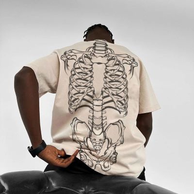 Halloween Skeleton Printed Cotton T-Shirt