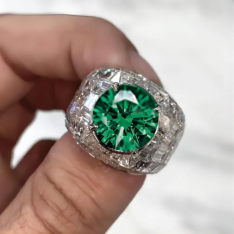 5.8 CT Round& Emerald Cut Ring