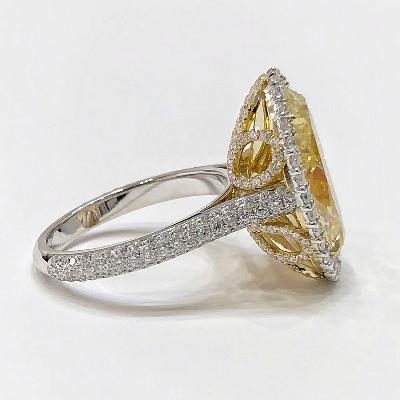 Oval Cut Lab-created Fancy Yellow Sapphire Engagement Ring