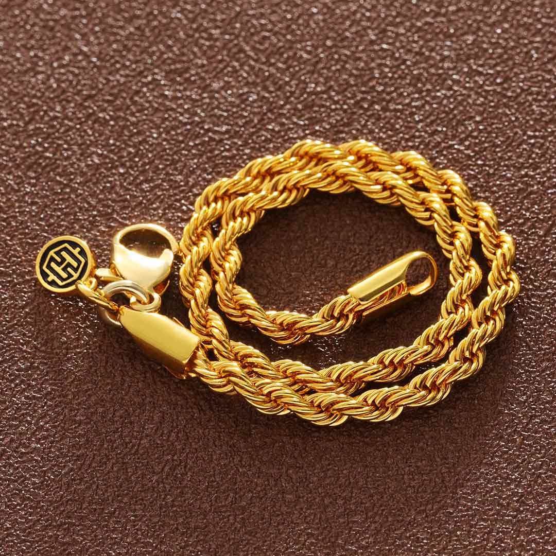 3mm Rope Bracelet in Gold