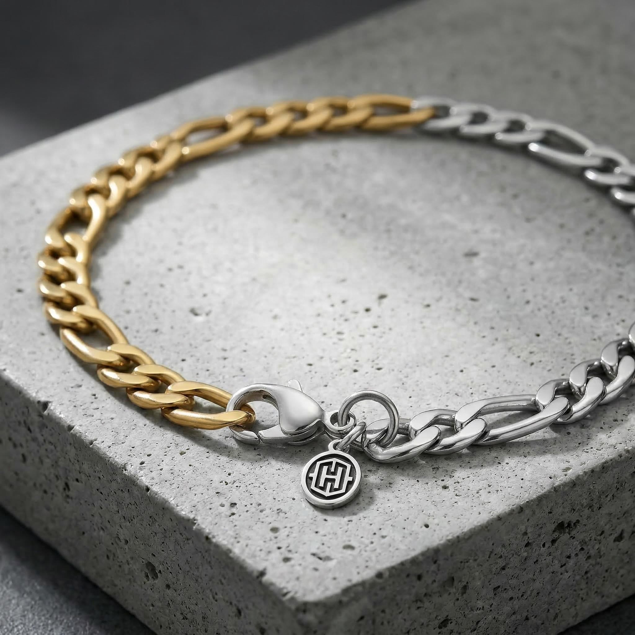 Women's 5mm Two-Tone Figaro Bracelet Women's 5mm Two-Tone Figaro Bracelet