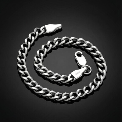 5mm Cuban Link Solid 925 Sterling Silver Bracelet