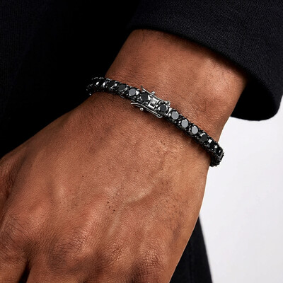 5mm Black Stones Tennis Bracelet in 18K Black Gold 