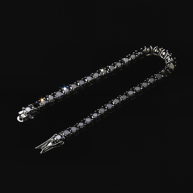 5mm Black Stones Tennis Bracelet in 18K Black Gold 