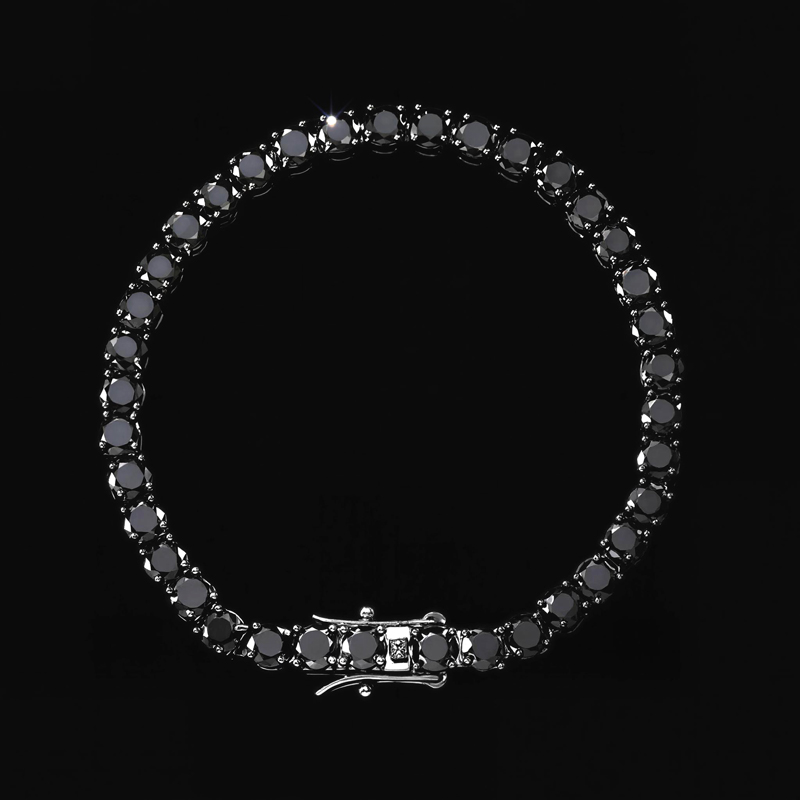 5mm Black Stones Tennis Bracelet in 18K Black Gold 