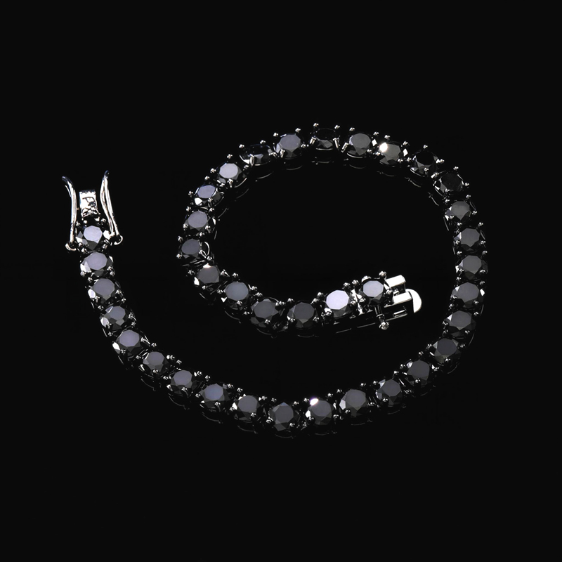 5mm Black Stones Tennis Bracelet in 18K Black Gold 