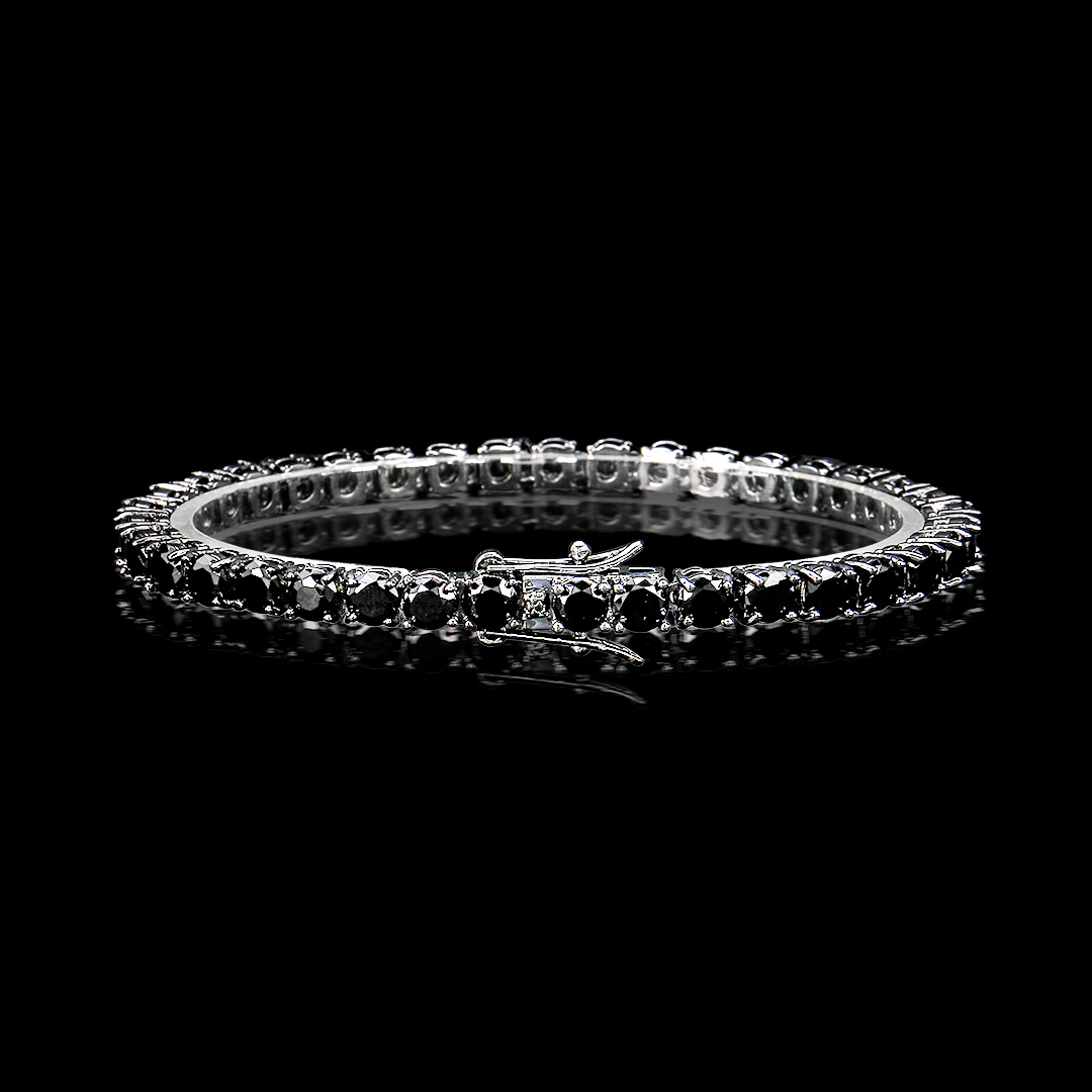5mm Black Stones Tennis Bracelet in 18K Black Gold 