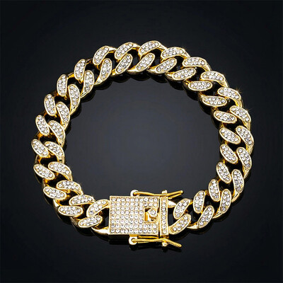 12mm Iced Miami Cuban Bracelet in Gold