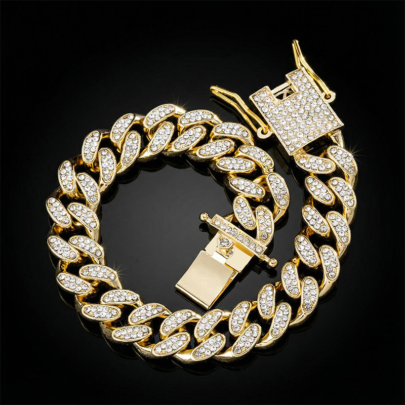 12mm Iced Miami Cuban Bracelet in Gold