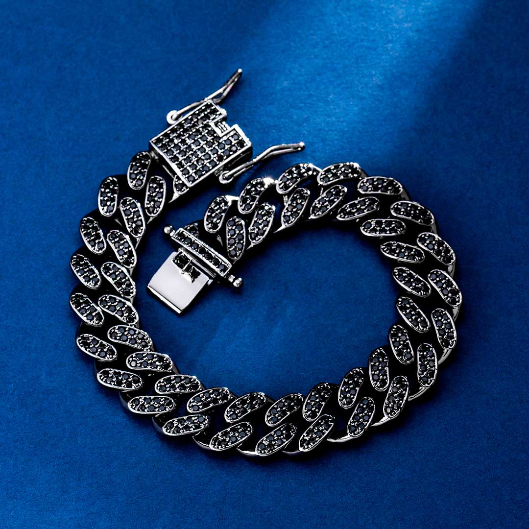 12mm Iced Black Miami Cuban Link Bracelet