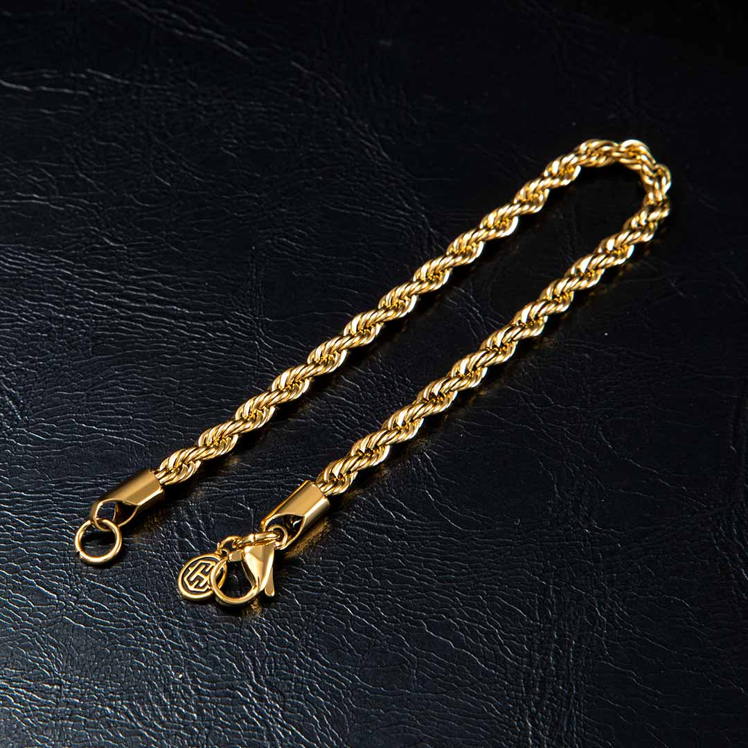 4mm Rope Bracelet in Gold