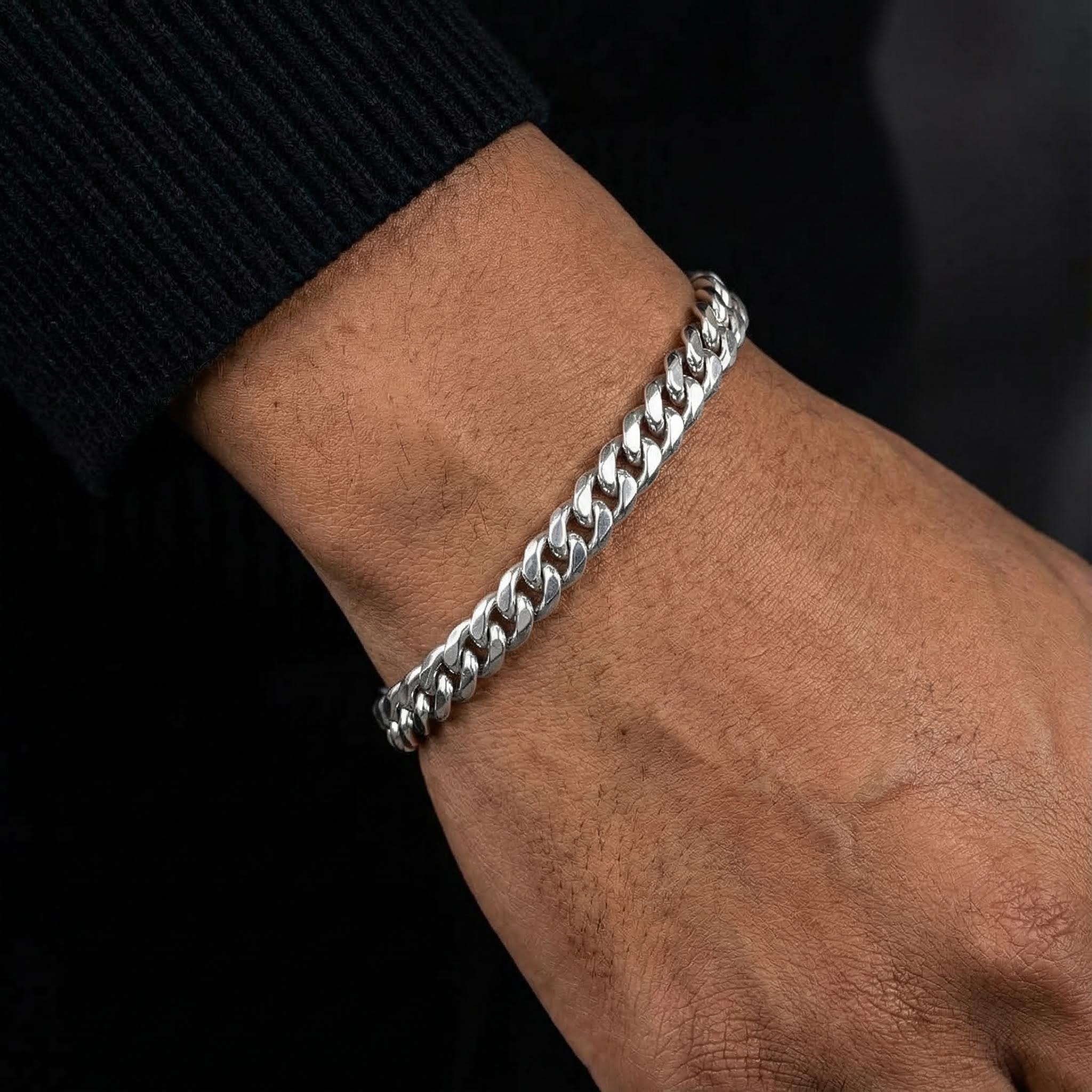 6mm Diamond-Cut Stainless Steel Cuban Bracelet