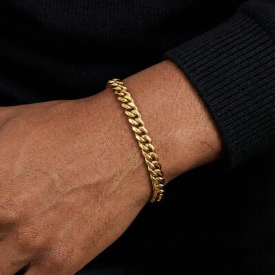 6mm Diamond-Cut Cuban Bracelet in Gold