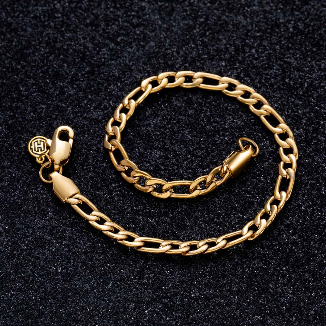 4mm Figaro Bracelet in Gold