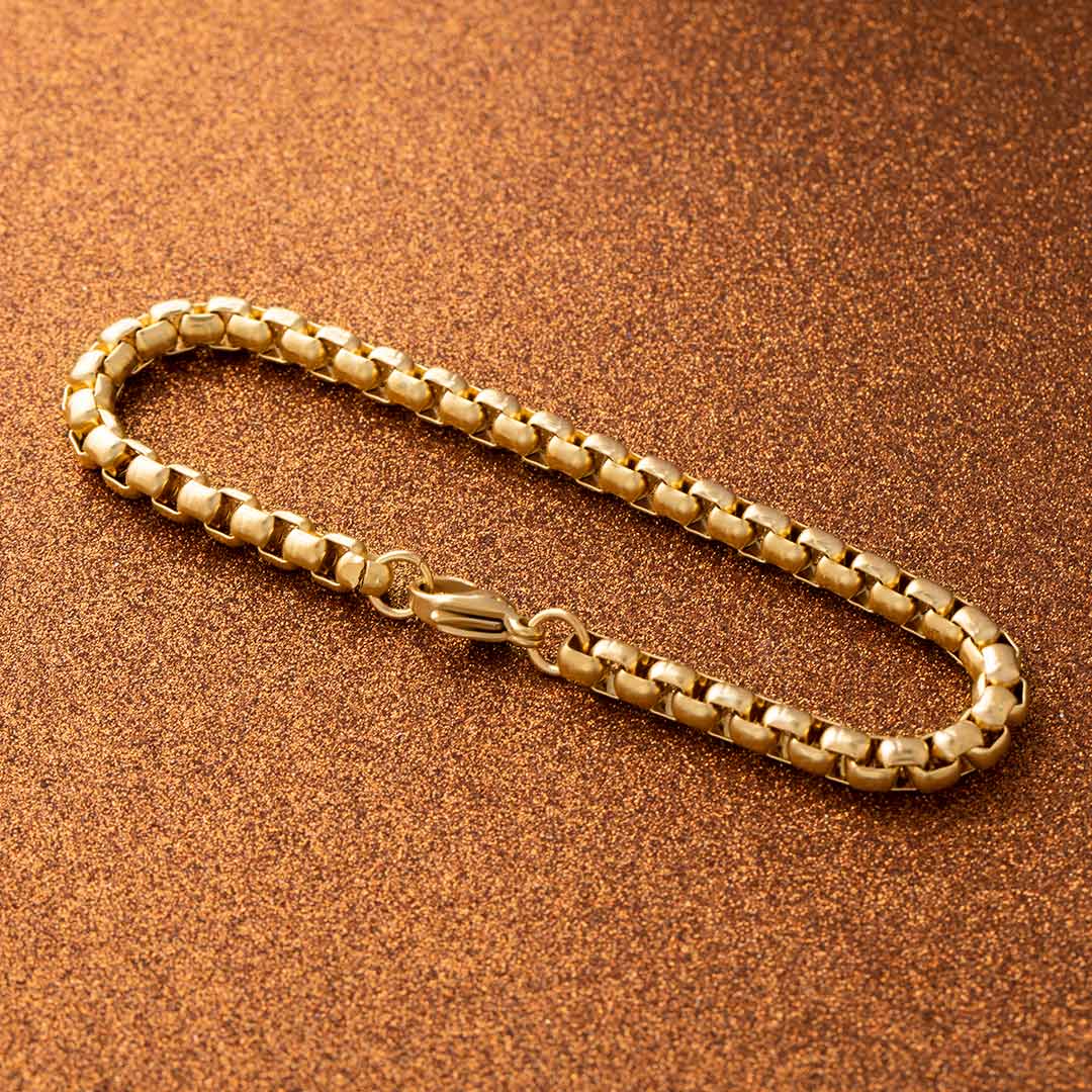 5mm Round Box Bracelet in Gold